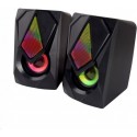 Speakers 2.0  Esperanza Boogie EGS102, 5W (2 x 2.5W), LED Rainbow lighting, Volume control, built in amplifier, Power supply: 5V, They require: USB and mini-jack 3.5mm headphone output, Cable length: 1.2m, Weight: 450g