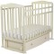 163009 Кровать детская Митенька с маятником и ящиком (опускающаяся планка, белая) размер ложа 1200х600 мм бежевый