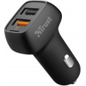 USB Car Charger - Trust Qmax 30W Ultra-Fast Dual USB Car Charger with QC3.0, Fast-charge with up to 12W power or ultra-fast charge with 18W power and QuickCharge 3.0, Total output power (max): A, W 30