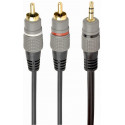 Audio cable 3.5mm-RCA - 2.5m - Cablexpert CCA-352-2.5M, 3.5 mm stereo plug to 2*RCA plugs 2.5m cable, gold-plated connectors, 2.5m