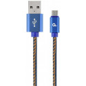 Cable USB2.0/Micro-USB Premium Jeans - 2m - Cablexpert CC-USB2J-AMmBM-2M-BL, Blue, USB 2.0 A-plug to Micro-USB plug, blister