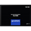 2.5" SSD 120GB  GOODRAM CL100 Gen.3, SATAIII, Sequential Reads: 485 MB/s, Sequential Writes: 380 MB/s, Thickness- 7mm, Controller Marvell 88NV1120, 3D NAND TLC
