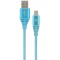 Cable USB2.0/Micro-USB Premium cotton braided - 2m - Cablexpert CC-USB2B-AMmBM-2M-VW, Blue/White, USB 2.0 A-plug to Micro-USB plug, blister