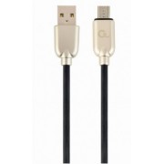 Cable USB2.0/Micro-USB Premium Rubber - 2m - Cablexpert CC-USB2R-AMmBM-2M, Black, USB 2.0 A-plug to Micro-USB plug, blister