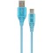 Cable USB2.0/Type-C Premium cotton braided - 2m - Cablexpert CC-USB2B-AMCM-2M-VW, Blue/White, USB 2.0 A-plug to type-C plug, blister