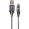 Cable USB2.0/Type-C Premium cotton braided - 2m - Cablexpert CC-USB2B-AMCM-2M-WB2, Spacegrey/White, USB 2.0 A-plug to type-C plug, blister