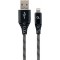 Cable USB2.0/8-pin Premium cotton braided - 2m - Cablexpert CC-USB2B-AMLM-2M-BW, Black/White, USB 2.0 A-plug to 8-pin, blister