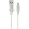 Cable USB2.0/8-pin Premium cotton braided - 2m - Cablexpert CC-USB2B-AMLM-2M-BW2, Silver/White, USB 2.0 A-plug to 8-pin, blister