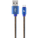 Cable USB2.0/Type-C Premium Jeans - 2m - Cablexpert CC-USB2J-AMCM-2M-BL, Blue, USB 2.0 A-plug to type-C plug, blister