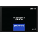 2.5" SSD 256GB  GOODRAM CX400 Gen.2, SATAIII, Sequential Reads: 550 MB/s, Sequential Writes: 480 MB/s, Maximum Random 4k: Read: 65,000 IOPS / Write: 61,440 IOPS, Thickness- 7mm, Controller Phison PS3111-S11, 3D NAND TLC