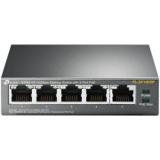 TP-LINK TL-SF1005P  5-port 10/100M PoE Switch, 5 10/100M RJ45 ports including 4 PoE ports, 58W, steel case