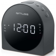Dual Alarm Clock Radio Muse M-185 CR BLACK, 0.9 inch White LED Display, Dimmer ( High / Low / Off ), Aux in jack, PLL Radio with 20 preset stations (10 FM + 10 MW), Manual tuning and preset store, Wake up by Radio or Buzzer, Snooze, Sleep, AC 230V, Batter