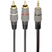 Audio cable 3.5mm-RCA - 1.5m - Cablexpert CCA-352-1.5M, 3.5 mm stereo plug to 2*RCA plugs 1.5m cable, gold-plated connectors, 1.5m