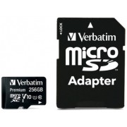 256GB microSD Class10 A1 UHS-I + SD adapter  Verbatim Premium microSDXC, 600x, Up to: 90MB/s