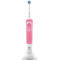 Electric tooth brush Braun Vitality 100 Cross Action Pink.toothbrush, rechargeable battery, rotating cleaning mode, timer 2 min, app control, charging station. white pink