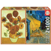 Пазл Educa 2x1000 Sunflowers + Cafe terrace at night, Vincent Van Gogh