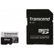 .64GB MicroSD (Class 10) UHS-I (U3),+SD adapter, Transcend "TS64GUSD340S" (V30, A2, R/W:160/80MB/s)