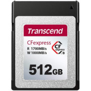 512GB CFexpress 2.0 Type B (PCIe 3.0 x2, NVMe 1.3), Transcend TS512GCFE820 (R/W: 1700/1000MB/s)