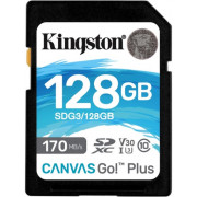128GB SD Class10 UHS-I U3 (V30)  Kingston Canvas Go! Plus, Read: 170MB/s, Write: 70MB/s, Ideal for DSLRs/Drones/Action cameras