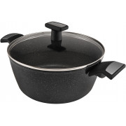 Кастрюля с крышкой Polaris Monolit-20C, D 20", 2.3L, MEGASTONE PRO-5 spectrum, for induction stove, black