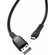 Hoco Cable USB to Type-C S6 Sentinel with Timing Display 1.2m, Black 