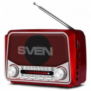 Speakers SVEN Tuner SRP-525, Red, 3W, FM/AM/SW, USB, microSD, flashlight, battery