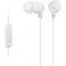 Earphones SONY MDR-EX15AP, Mic on cable, 4pin 3.5mm jack L-shaped, Cable: 1.2m, White
