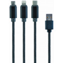 Cable  3-in-1 MicroUSB/Lightning/Type-C - AM, 1.0 m, BLACK, Cablexpert, CC-USB2-AM31-1M