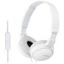 Headphones  SONY  MDR-ZX110AP, Mic on cable,  4pin 3.5mm jack L-shaped, Cable: 1.2m, White