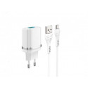 Wall Charger XPower + Type-C Cable, 1USB, Fast Charge QC3.0, White