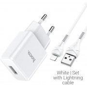 Hoco Wall Charger with Lightning Сable N9 Especial (EU), White