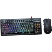 Gaming Keyboard & Mouse Qumo Pandemonium, Compact, Fn key, RGB, AntiGhosting, Black, USB, Optical, 1200-3200 dpi, 6 buttons, Ambidextrous 