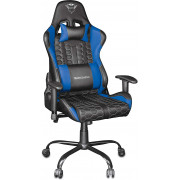 Trust Gaming Chair GXT 708B Resto - Blue, Height adjustable armrests, Class 4 gas lift, 90°-180° adjustable backrest, Strong and robust metal base frame, Including removable and adjustable lumbar and neck cushion, Durable double wheels, up to 150kg