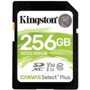 256GB SD Class10 UHS-I U1 (V10)  Kingston Canvas Select Plus, Read: 100MB/s. Write: 85MB/s
