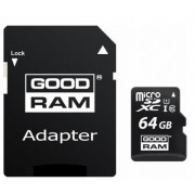 64GB microSD Class10 U1 UHS-I + SD adapter  Goodram M1AA, 600x, Up to: 90MB/s