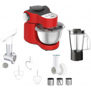 Food Processor Tefal QB317538, 1000W power output, bowl 4l, mixer attachment, cutting disc, rasping disc, whisk, meat micer, mini chopper, 7 speeds levels plus turbo level,  red inox