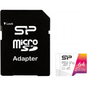64GB microSD Class10 A1 V10 UHS-I + SD adapter  Silicon Power Elite Color microSDXC, Up to: 100MB/s