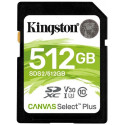 512GB  SDXC Card (Class 10) UHS-I , U3, Kingston Canvas Select Plus "SDS2/512GB" (R/W:100/85MB/s)