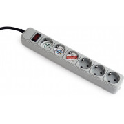 Gembird Surge Protector SPG6-B-6C, 6 Sockets, 1.8m, up to 250V AC, 16 A, safety class IP20, Grey