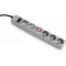 Gembird Surge Protector SPG6-B-6C, 6 Sockets, 1.8m, up to 250V AC, 16 A, safety class IP20, Grey