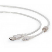 Cable Micro USB2.0,  Micro B - AM, 1.8 m,  Cablexpert, Transparent, CCP-mUSB2-AMBM-6-TR