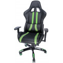 Gaming chair SPACER  SPCH-TRINITY-GRN  Black-Green, Synthetic PU,120 kg max., Adjustable Back Angle 90°- 135°, Armrests ajustable, Pillow-2
