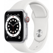 Смарт часы Apple Watch Series 6 40mm M06M3 GPS + LTE Silver Aluminum Case with White Sport Band  