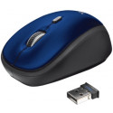 Trust Yvi Wireless Mouse - Blue, 8m 2.4GHz, Micro receiver, 800-1600 dpi, 4 button, Rubber sides for comfort and grip,USB