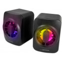 Speakers 2.0  Esperanza Sakara EGS104, 5W (2 x 2.5W), LED Rainbow lighting, Volume control, built in amplifier, Power supply: 5V, They require: USB and mini-jack 3.5mm headphone output, Cable length: 1.2m, Weight: 310g