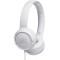 JBL TUNE 500 White On-ear Headset with microphone, Dynamic driver 32 mm, Frequency response 20 Hz-20 kHz, 1-button remote with microphone, JBL Pure Bass sound, Tangle-free flat cable, 3.5 mm jack, White