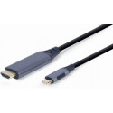 Cable Type-C to HDMI - 1.8m - Cablexpert CC-USB3C-HDMI-01-6, 1.8m, USB Type-C to HDMI display adapter cable, Supported resolutions: HDMI up to 4K at 60 Hz, Space Grey