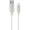Cable USB2.0/Type-C Premium cotton braided - 2m - Cablexpert CC-USB2B-AMCM-2M-BW2, Silver/White, USB 2.0 A-plug to type-C plug, blister
