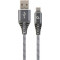 Cable USB2.0/Type-C Premium cotton braided - 1m - Cablexpert CC-USB2B-AMCM-1M-WB2, Spacegrey/White, USB 2.0 A-plug to type-C plug, blister
