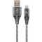 Cable USB2.0/Micro-USB Premium cotton braided - 1m - Cablexpert CC-USB2B-AMmBM-1M-WB2, Spacegrey/White, USB 2.0 A-plug to Micro-USB plug, blister